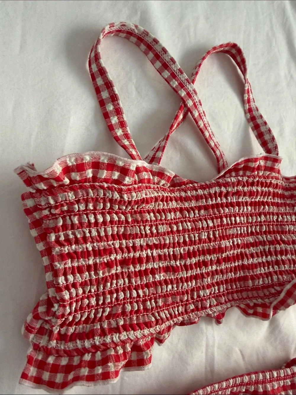 Red Gingham Smocked Bikini Set size 3T